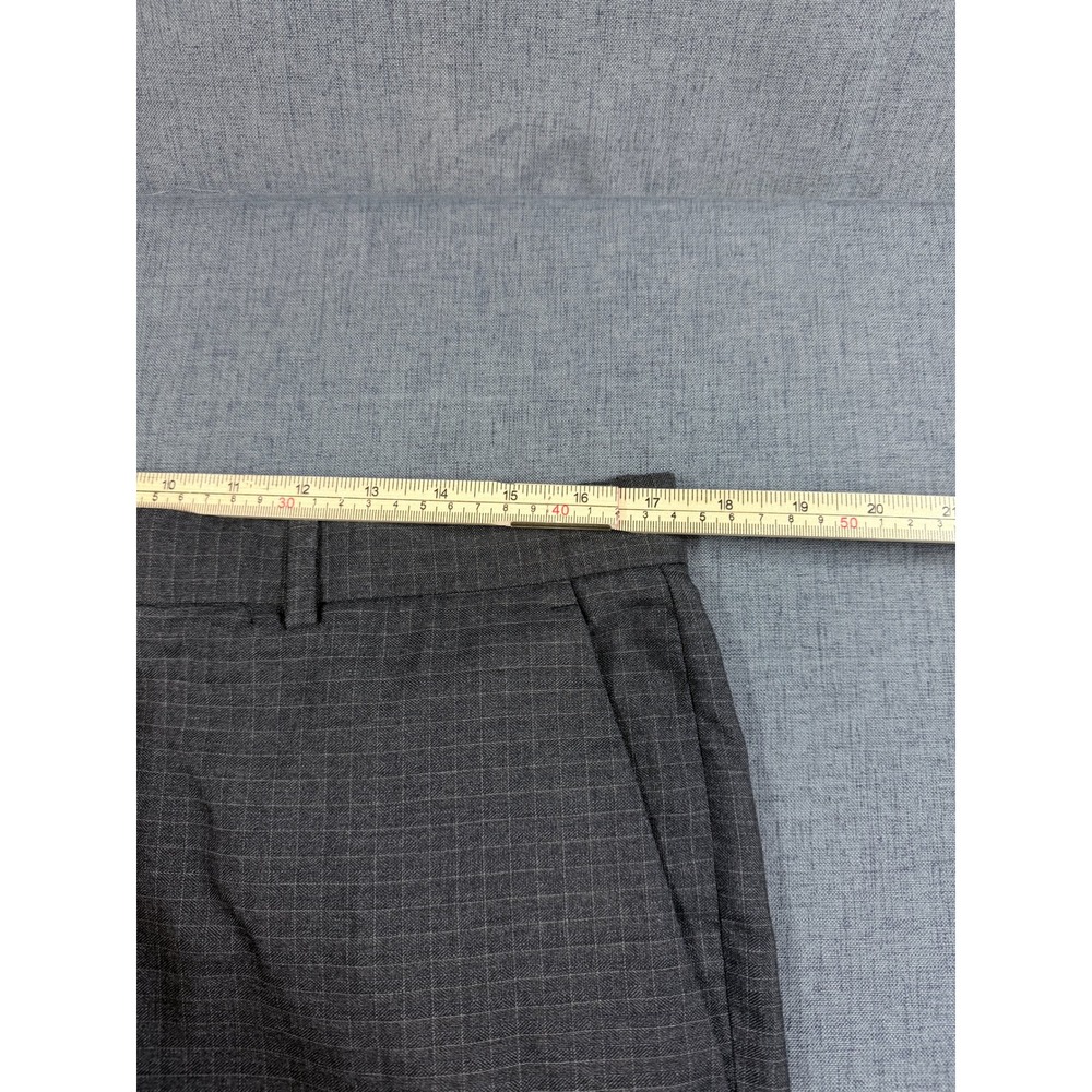 Perry Ellis Mens Gray Micro Grid Dress Pants 34x32 Flat Front 43HB7305 - Picture 4 of 8